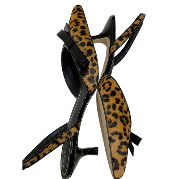 🔥SALE🔥COLE HANN NOELLA BOW CALF HAIR LEOPARD PRINT SLINGBACK PUMPS SZ 8 B NWOT - Picture 8 of 13